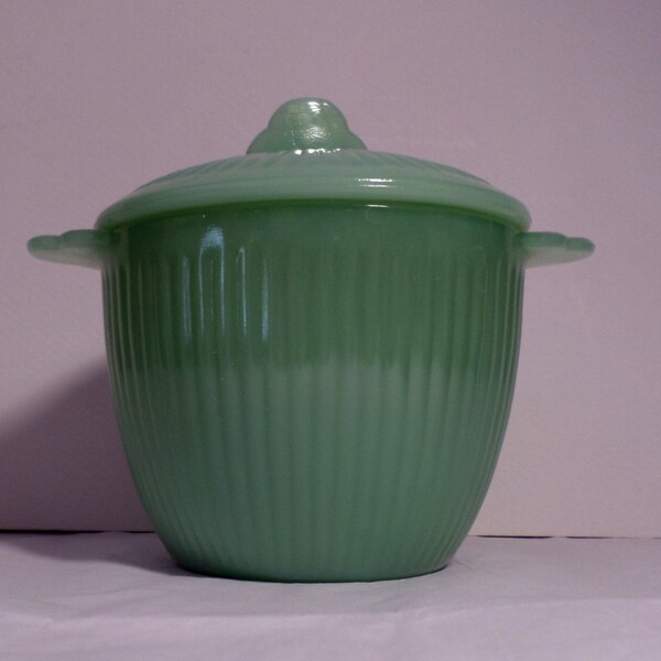 Jadeite, Jade Fire King Jane Ray parfait Sugar Bowl avec couvercle, sucre et crème, Café, tasse de café, tasse à café, feu, roi, jadite, jade