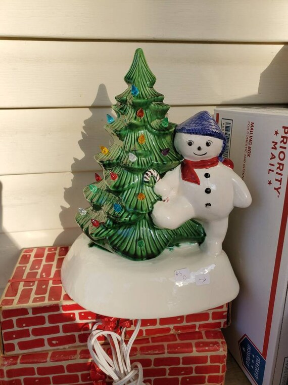 Ceramic Christmas Tree With Lights Ceramic Snowman Figurine