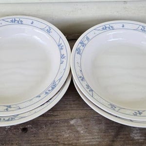 4 Corelle First of Spring Beige CorningWare flat soup bowls