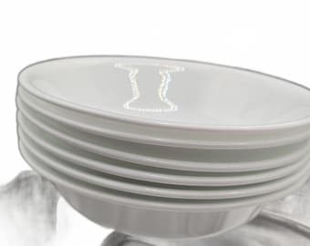 6 kleine kommen Corelle 4-3/4" witte wintervorst, kommen met saus, dessert en bessen