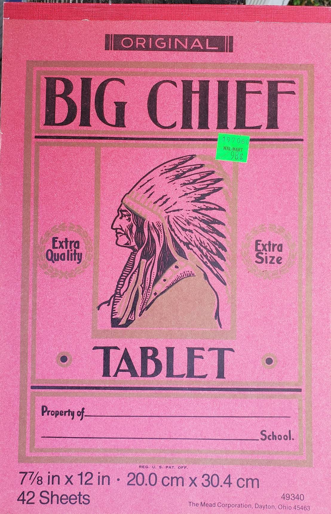 Big Chief, Writing Tablet, Vintage School Supplies, Westab Mead Products,  St Joseph, Missouri, Dayton, Ohio, Gifts for Teachers Christmas 