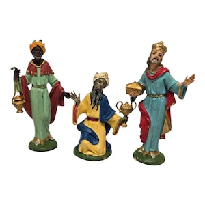 Vintage Fontanini, Depose Italy, 3 Wisemen Kings, Nativity Set, Spider mark, Christmas decor, 1980s holiday, present for mom
