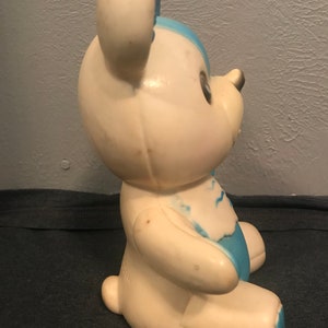 Squeaky toy Blue baby bear, Sanitoy, Squeeker toy, Squeaker works, Vintage, Antique, squeeky, Old rubber toy, big eyes, kawaii image 2