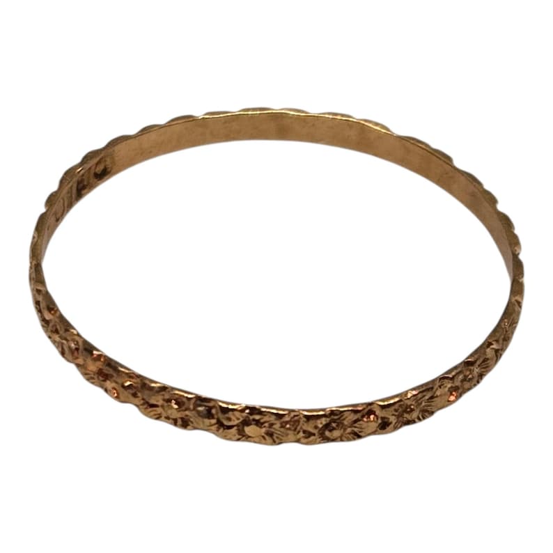 Pierścionek dla dziecka ze złota próby 10 000, rozmiar 1, obrączka z motywem kwiatowym – Antique Estate Jewelry zdjęcie 1