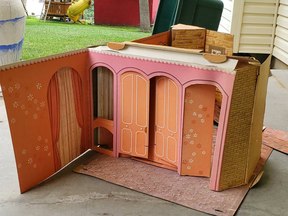 Vintage cardboard barbie dream house new arrivals