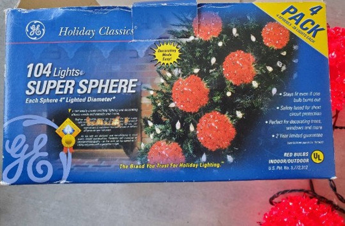 GE Christmas Lights Holiday Classics 4 RED Colored Lighted Etsy