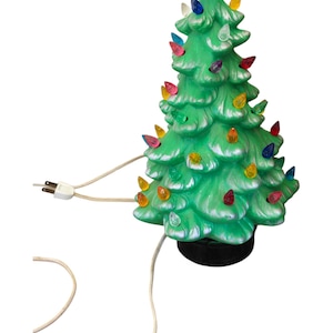 70s Ceramic Christmas tree with Variety of lights 13&quot; lighted 2 part Antique Ceramic Christmas Tree,vintage tree, christmas ornament