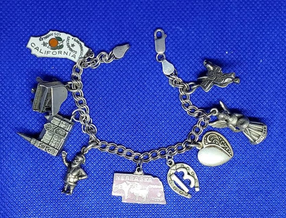 Travel Christmas theme Charm Bracelet,  sterling … - image 1