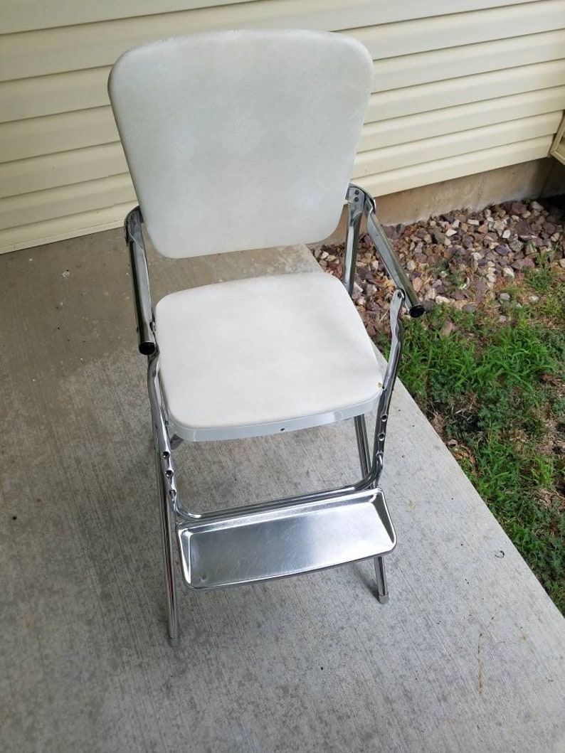 Vintage Cosco Folding High Chair With Stainless Steel Tray Mid Century Mcm Kitchen Stool Beautiful Condition Near Mint Chrome