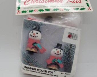 Vintage Unopened Merri Mac Christmas Ornament Kit, Makes 6 Christmas Snowman ornaments