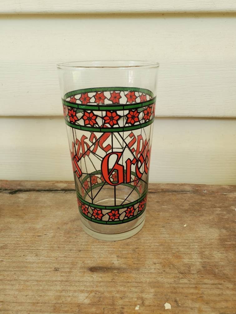 Houze Glass Christmas Cocktail Glass Seasons Greetings Mid Etsy UK