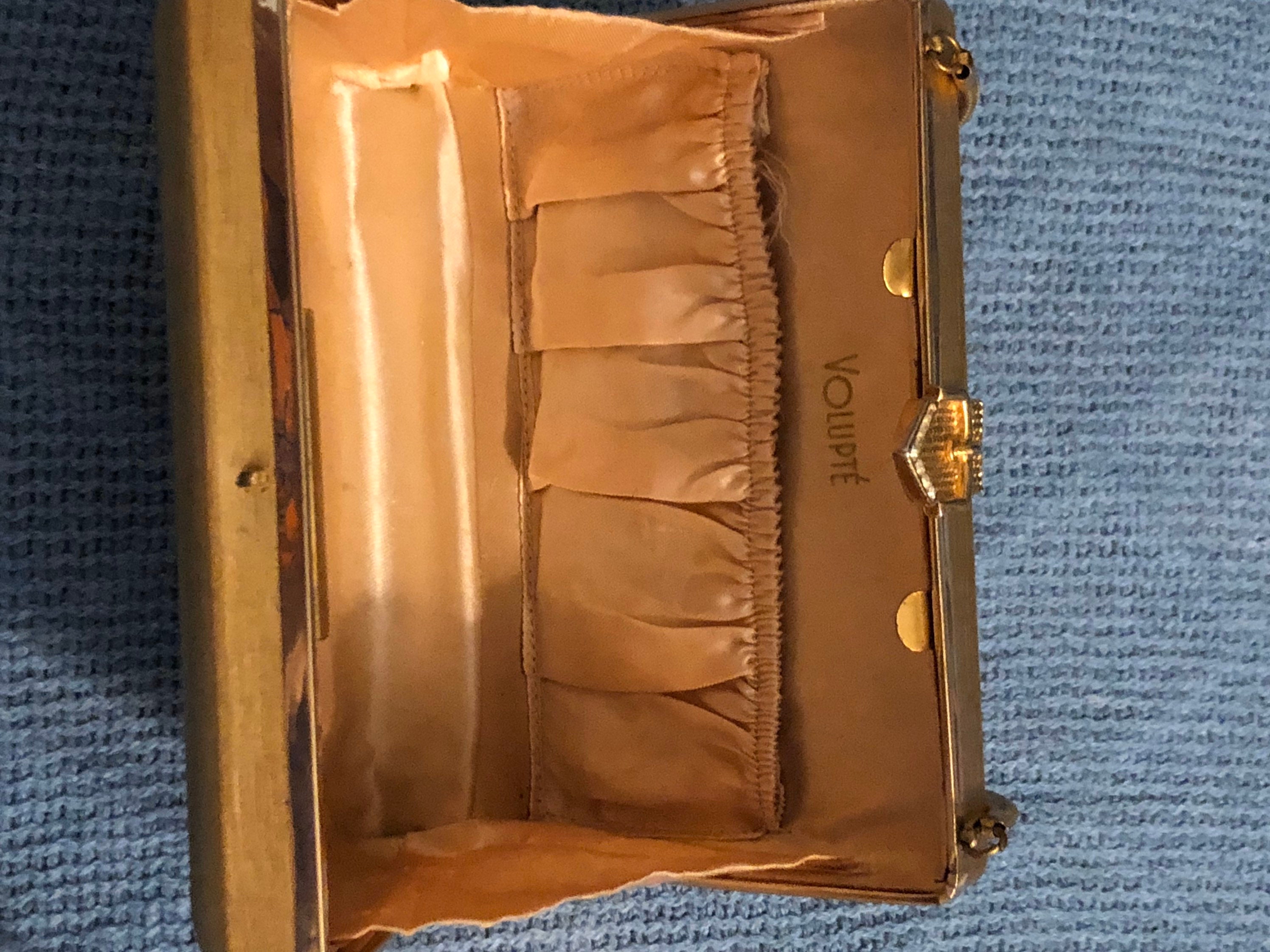 Volupte Box Purse Gold hard side clutch Rhinestone closure Etsy