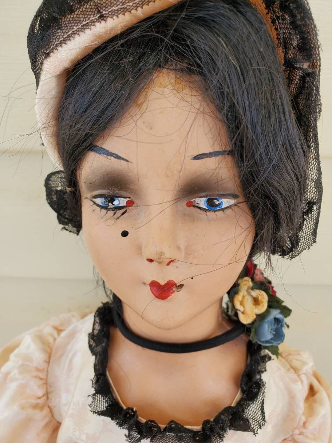 Antique bed doll Smoker Boudoir doll vintage Composition Etsy.de