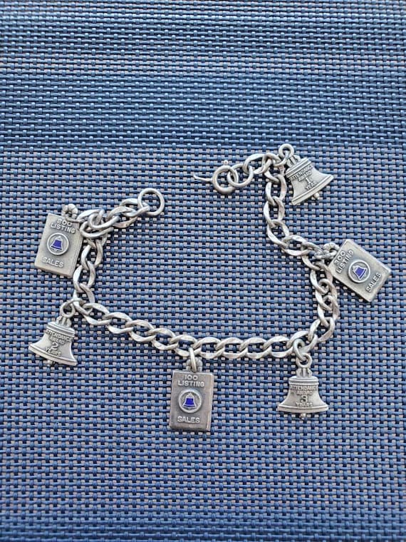 Charm Bracelet, 6 sterling charms, Vintage souven… - image 1