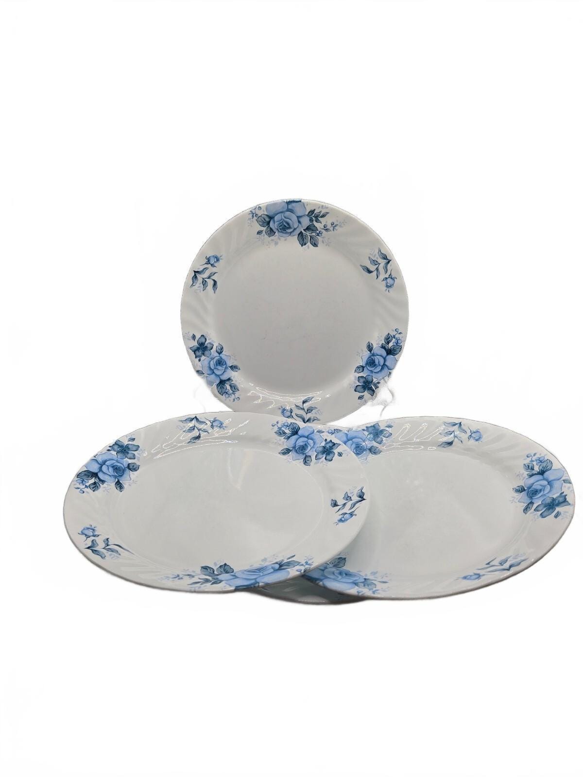 Blue Rose Dinnerware Set - Etsy
