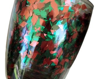 Tervis tumblers, Set Of 4,red and green Christmas Decor, Confetti glitter, Unused, New in box, Christmas present ideas, Grandmacore, holiday