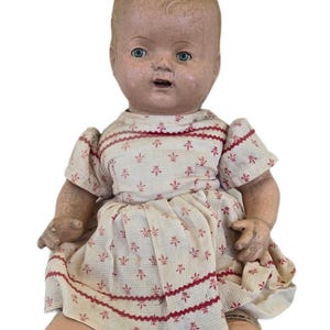 Creepy Composition baby doll, Sleep eye, All Original, Needs TLC, Antique doll, Mama doll, blue tin eyes