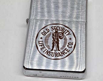 ZIPPO-AANSTEKER Jaren 50 Old Security Levensverzekering Nieuw UITGEBRAND in doos 2517191