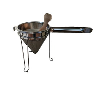 Aluminum, Food Mill, canning supplies, Sieve, metal Colander, Jelly Press, Cone, Strainer, wooden Pestle, applesauce, baby food