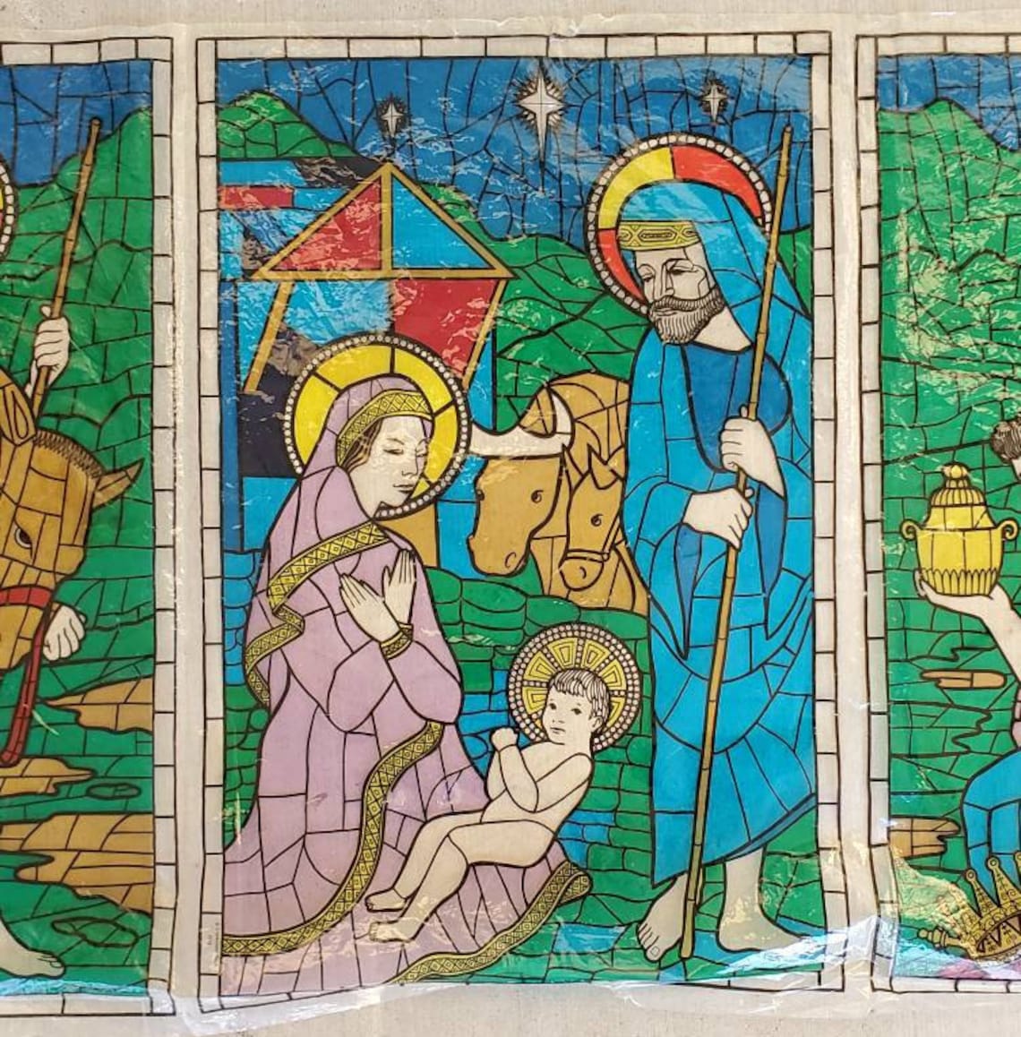 1962 Crystocolor Nativity Window or Wall Decorations Etsy