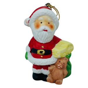 bisque porcelain Christmas ornament Santa Claus 3” hand painted vintage Taiwan