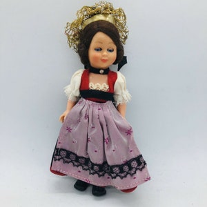 Vintage Traditional Swiss Doll 6in. Plastic Doll Movable Limbs Eyes