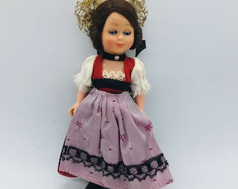 Vintage Traditional Swiss Doll 6in. Plastic Doll Movable Limbs Eyes