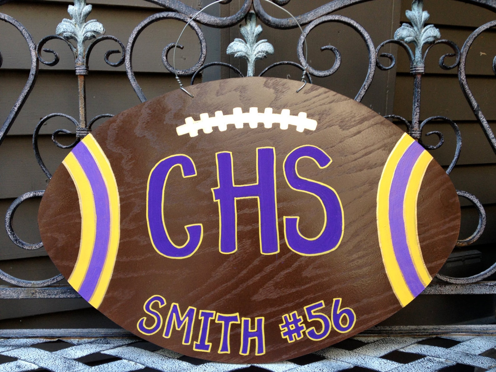 Wooden Hand Painted Football Door Decoration Etsy