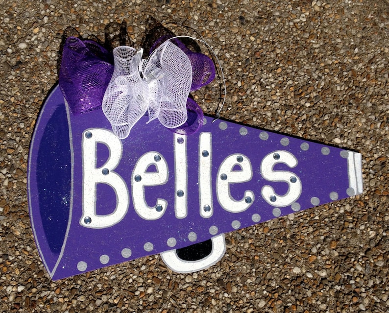 Wooden Hand Painted Cheerleading Megaphone Etsy