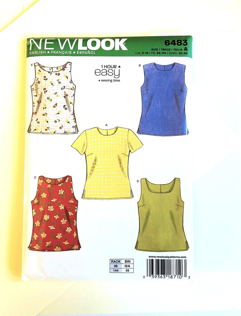 Sewing Pattern Top/blouse New Look 6483 Misses 6-16 Uncut - Etsy
