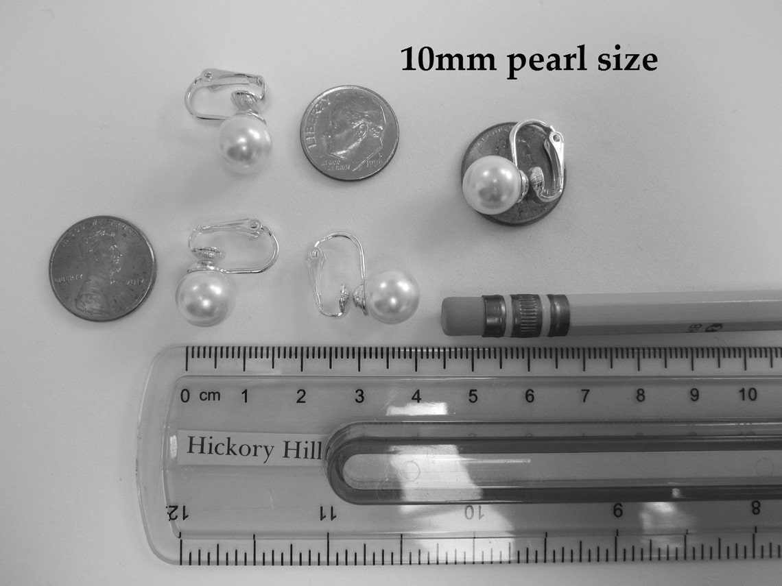 10mm Pearl Clipon Earrings Large Pearl Clip on Earrings WHITE Etsy