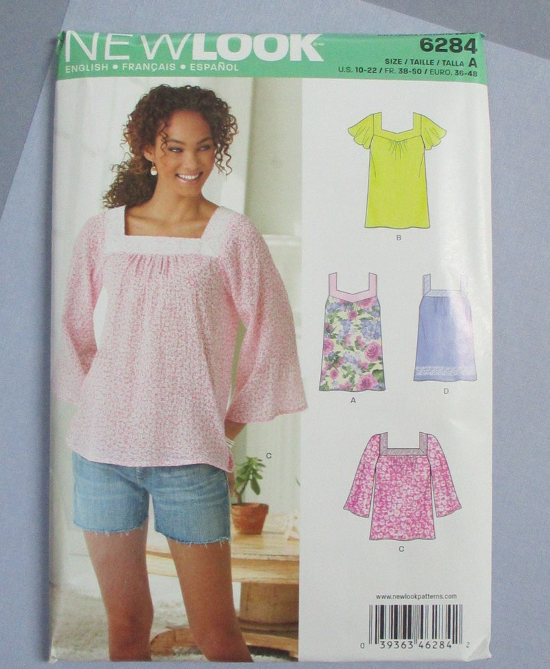 Sewing Pattern Tops Blouse New Look 6284 Pullover Top Peasant - Etsy