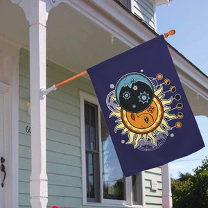 Moon and Sun Mandala Garden Flag Astrology Astronomy Gifts Horizontal House Flag