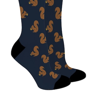 Unisex Novelty Socks Nutty Squirrel Socks Squirrel Themed Gifts Animal Lover Gifts Acorn Novelty Crew Socks