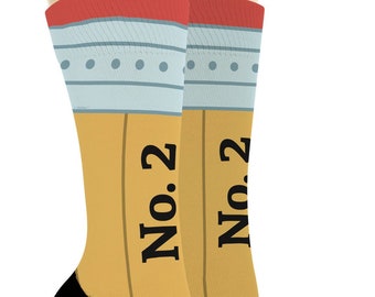 Teacher Gifts No. 2 Pencil Socks School Socks for Teachers Back to School Gifts Teaching Gifts #2 Pencil Novelty Crew Socks - CSK-0116