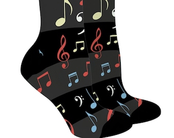 Music Related Gifts Colorful Music Note Socks Music Themed Gifts for Musicians Novelty Crew Socks - CSK-0163