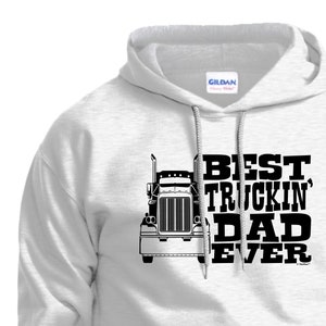 Truck Driver Gifts For Men Gift For Trucker Best Truckin&#39; Dad Ever Front Pocket Hoodie Sweatshirt - FB-357