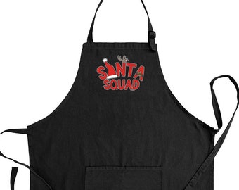 Christmas Apron, Santa Squad Apron, Christmas Apron With Pockets, Cute Christmas Gift, Adjustable Christmas Apron