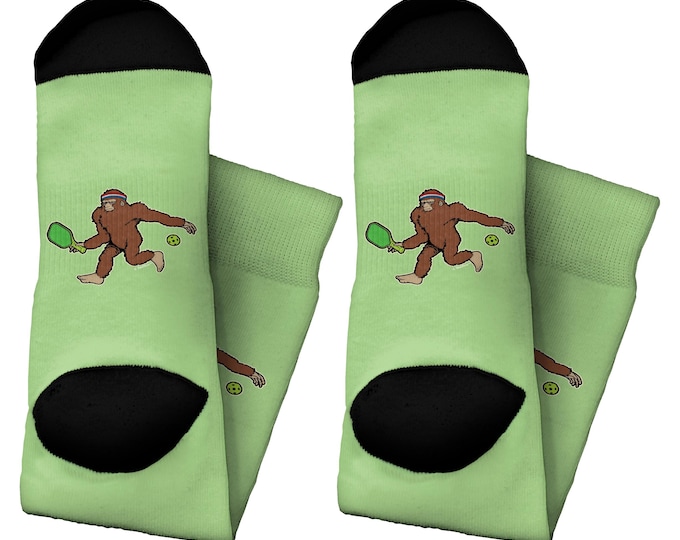 Pickleball Socks, Funny Pickleball Socks, Pickleball Gift, Funny Sasquatch Pickleball Socks, Socks For Women, Socks For Men, Novelty Socks