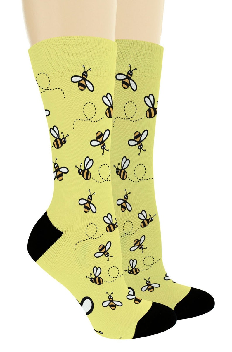 Unisex Novelty Socks Bumble Bee Socks Honey Bee Themed Gift for Bee Lovers Novelty Crew Socks image 1