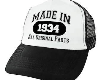 90th Birthday Gifts For Men Made in 1934 All Original Parts Trucker Hat