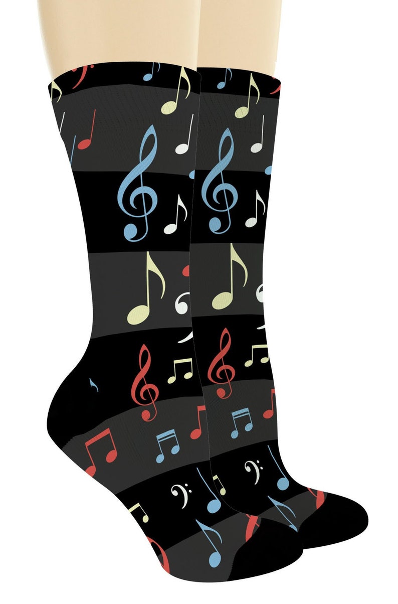 Music Related Gifts Colorful Music Note Socks Music Themed Etsy