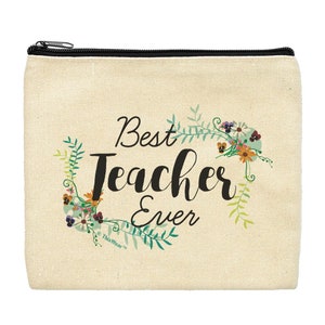 Teacher Gifts Best Teacher Ever Bag Teacher Makeup Bag for Teacher Cosmetic Accessory Bags Arts and Crafts Accessory Bag