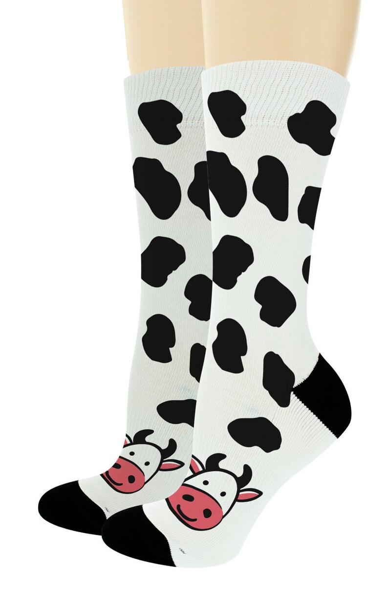 Barnyard Animal Novelty Socks Happy Cow Crew Socks Cow Themed Etsy