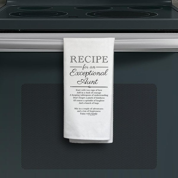Kitchen Tea Towel: Recipe for an Exceptional Aunt, 100% Cotton White