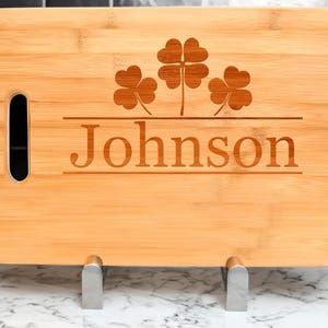Personalized Text Custom Name Irish Clovers Laser Engraved Personalized Decorative Wood Cutting Board Rectangle