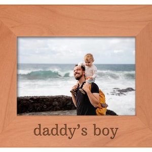 Dad Photo Frame, Daddy&#39;s Boy Photo Frame, Custom Photo Frame, Photo Frame for Dad, Wood Engraved Picture Frame