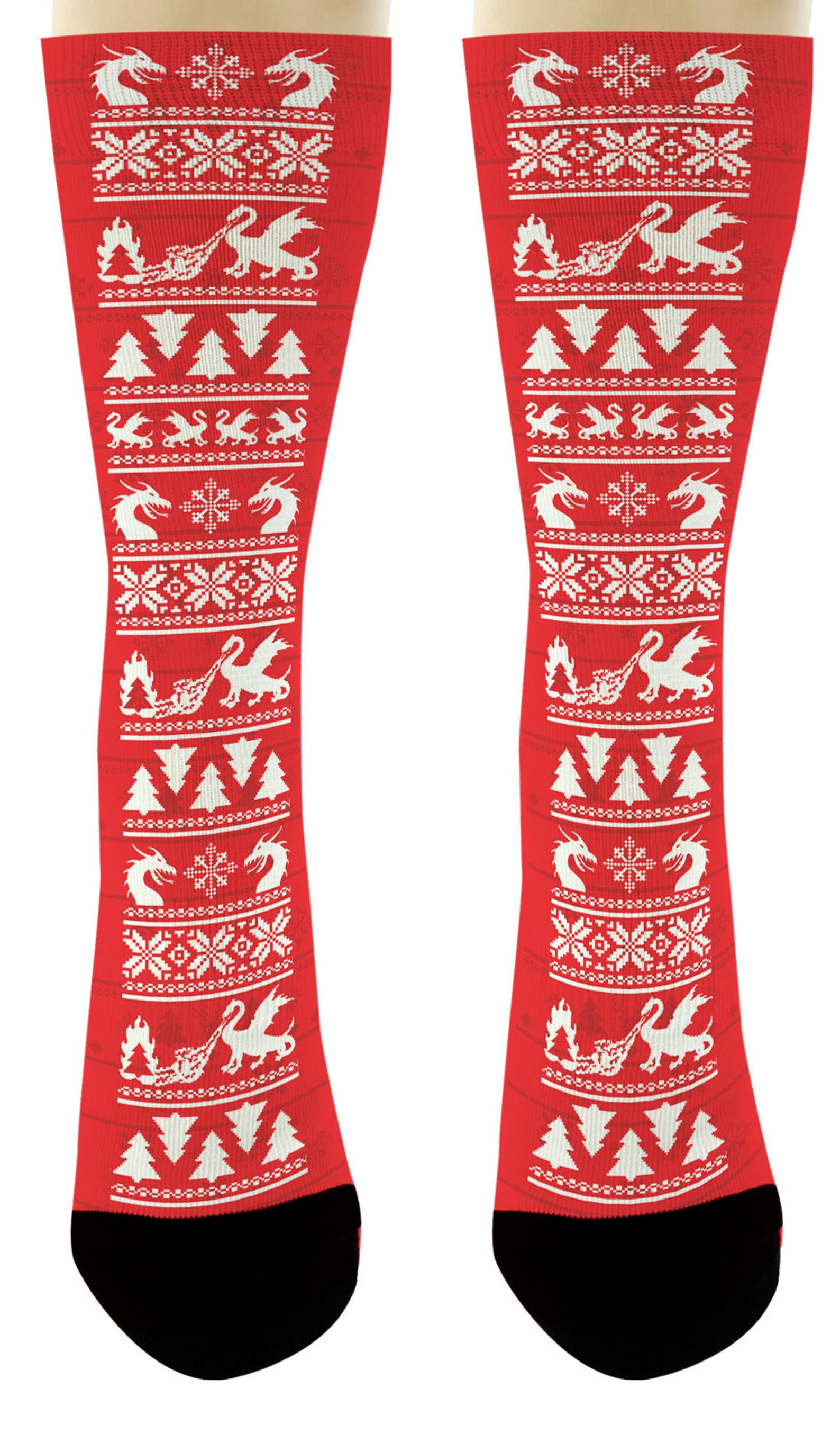 Funny Holiday Socks Fire Breathing Dragon Christmas Socks Lit Etsy