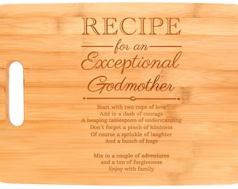 Godmom Gifts Recipe for an Exceptional Godmother Bamboo Cutting Board