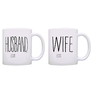 Personalized Wedding Mugs, Husband And Wife Coffee Mugs, Custom Couple Mugs, Anniversary Present For Couple, Marriage Milestone Gift